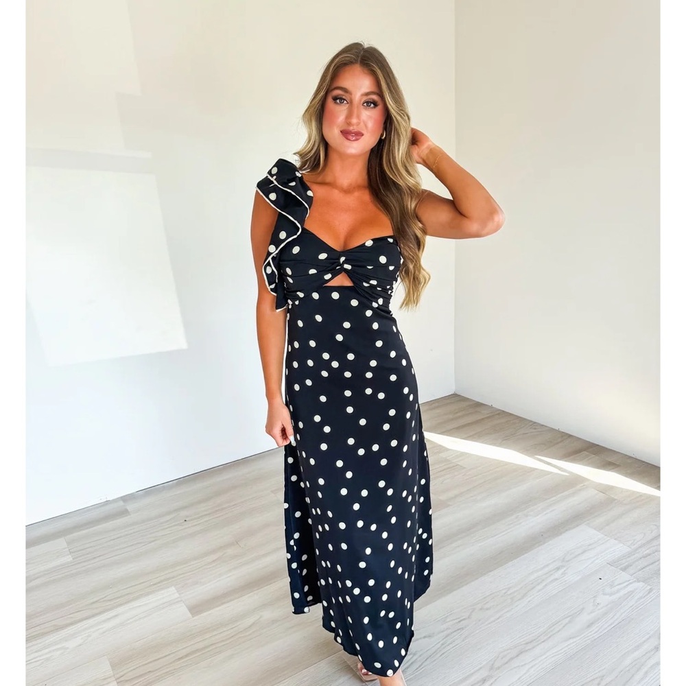 NWT Elegant Black Polka Dot Dress